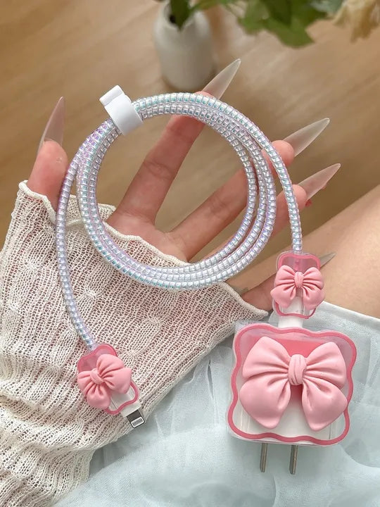 Peach Bow Charger Protector
