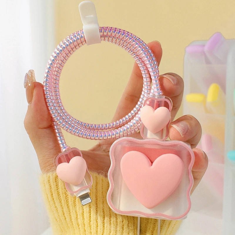 Peach Heart iPhone Charger Protector