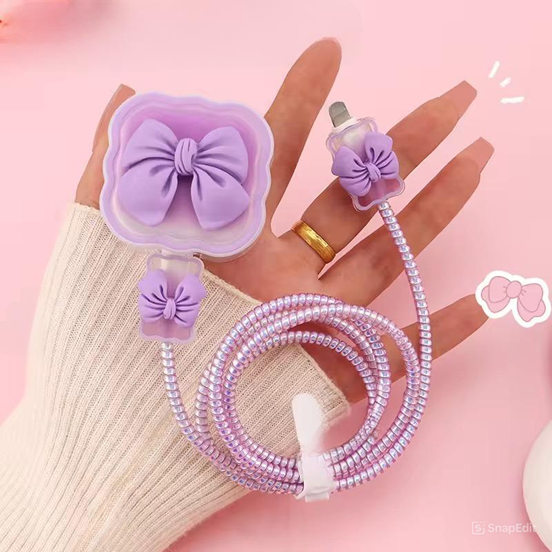 Purple Bow Charger Protector