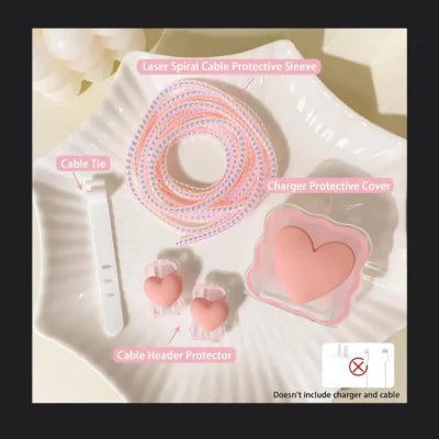 Peach Heart iPhone Charger Protector