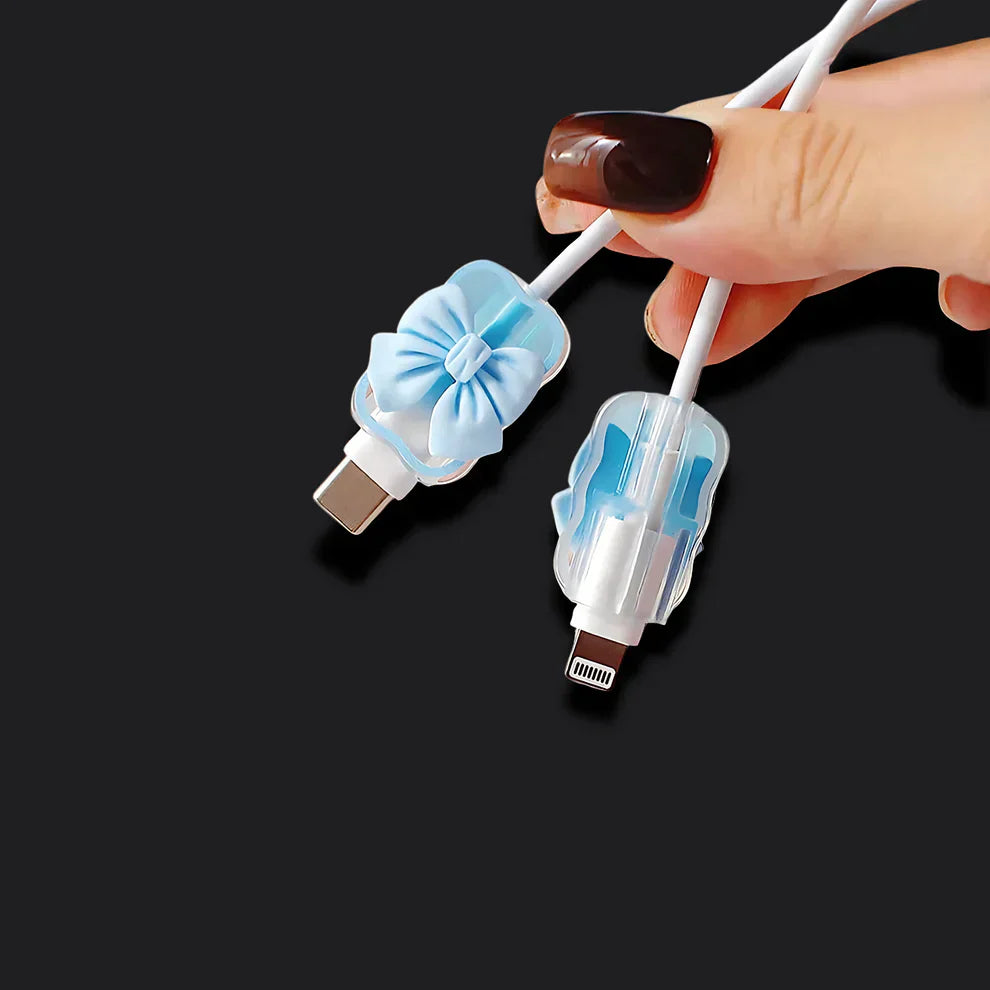 Sky Blue Cute Bow Charger Protector